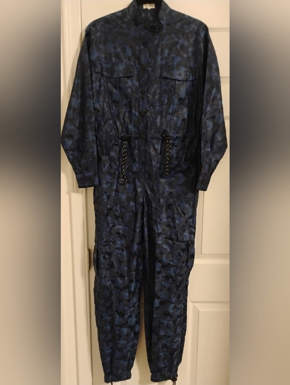 Mistress Rocks Women's 'Guided' Camo Blue 3/4 Jumpsuit Coveralls in Size XS